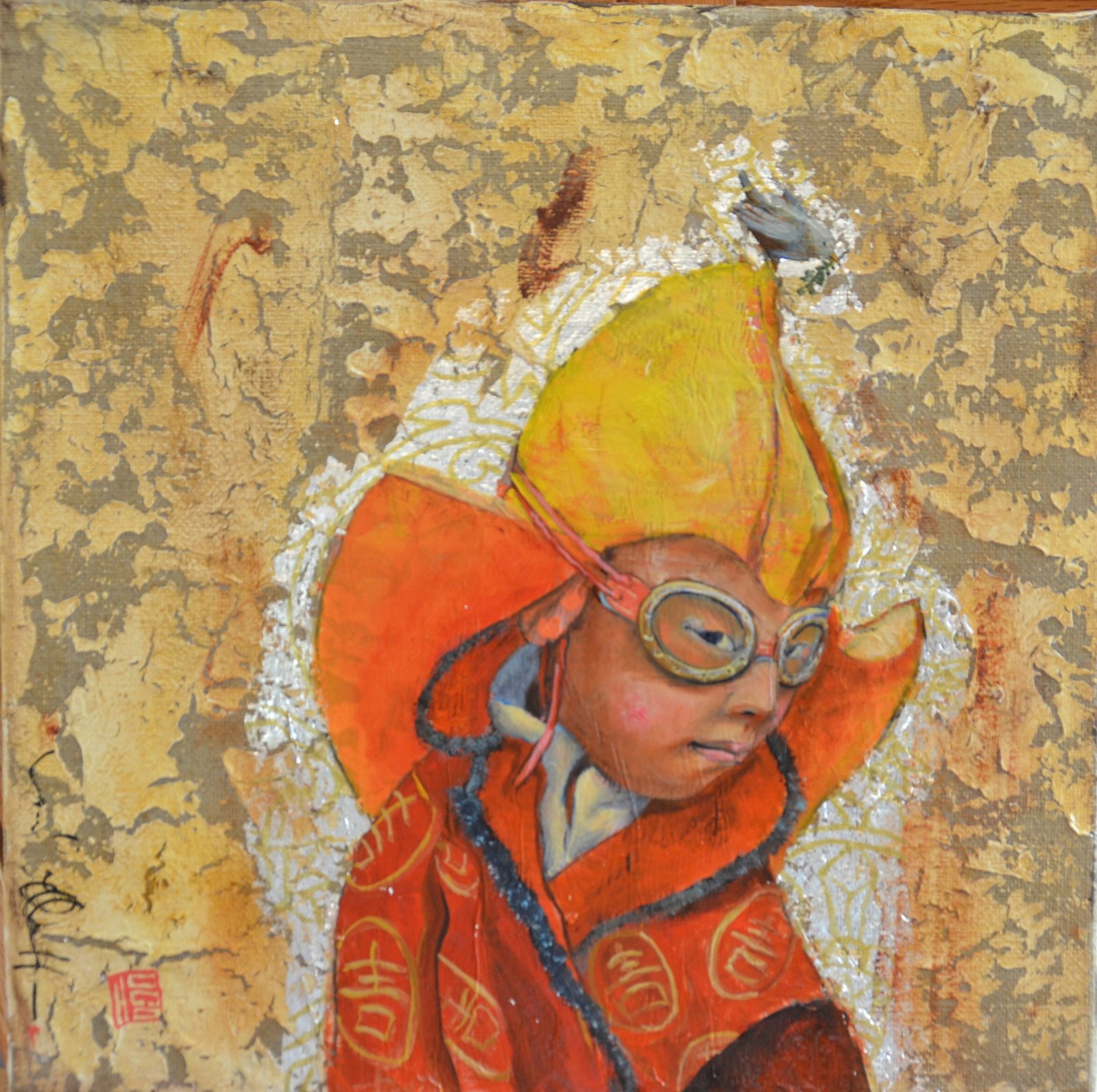 LITTLE HERO, gesso, oil & mixte